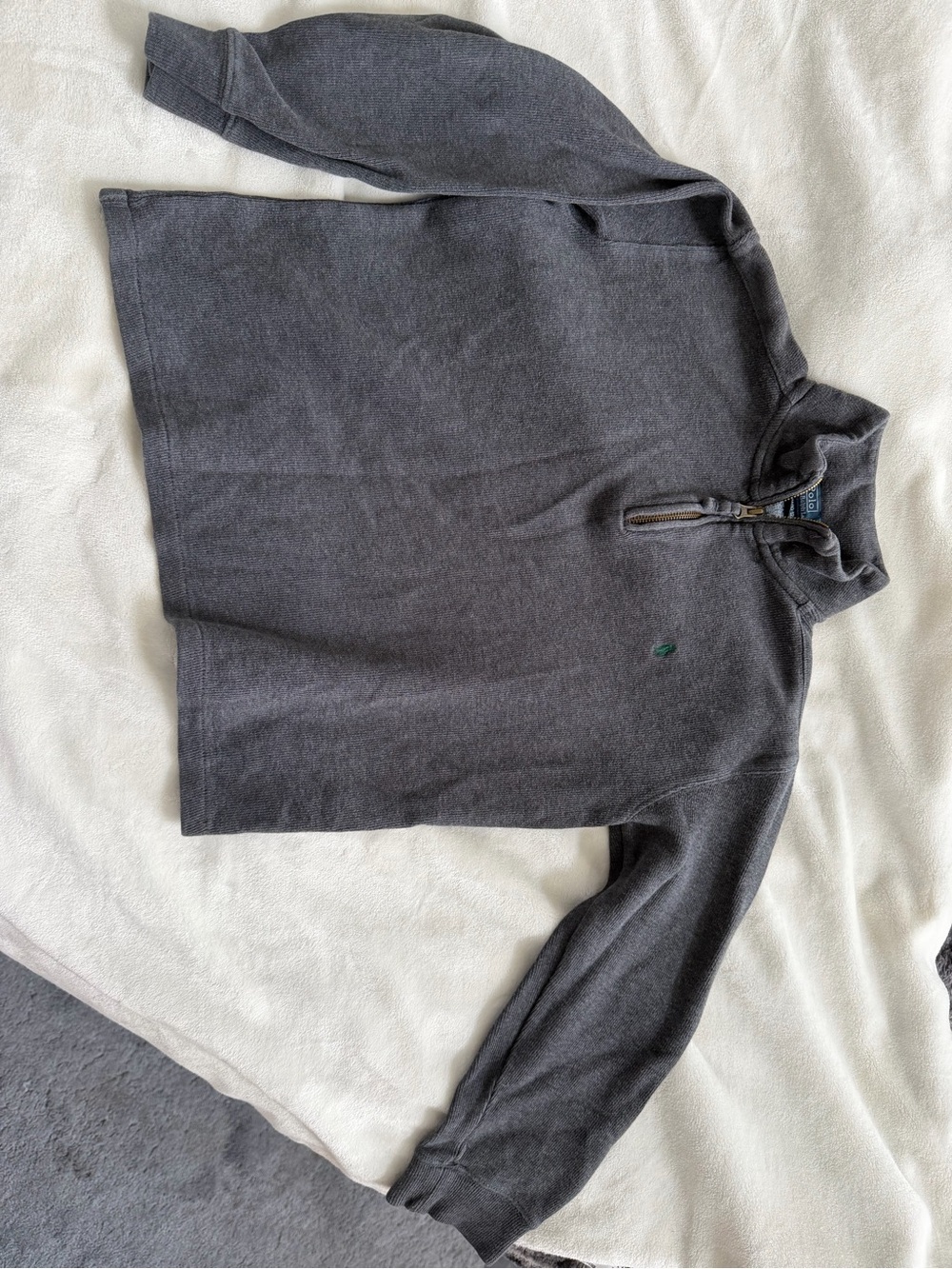 Kids medium Dark Gray Half-Zip Sweater with Subtle Logo